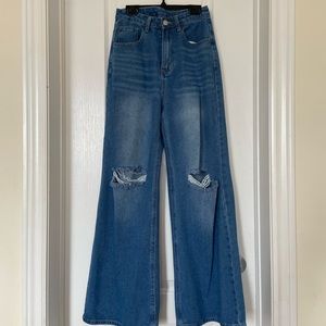 shein - dark blue flare jeans